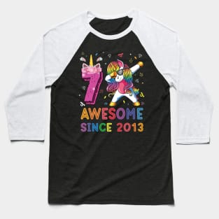 Awesome Since 2013 Dabbing Unicorn Shirt 7th Birthday Party Baseball T-Shirt